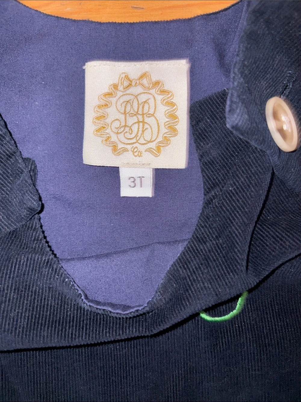 The Beaufort Bonnet Company Navy Corduroy Jumper with Green Embroidery